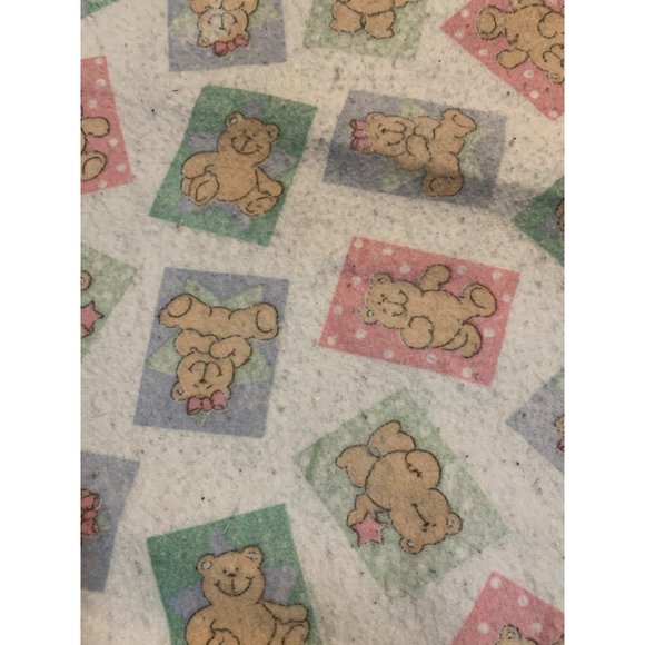 Vintage Baby Blanket Bears Crib Size polyester edge trim - Picture 2 of 4